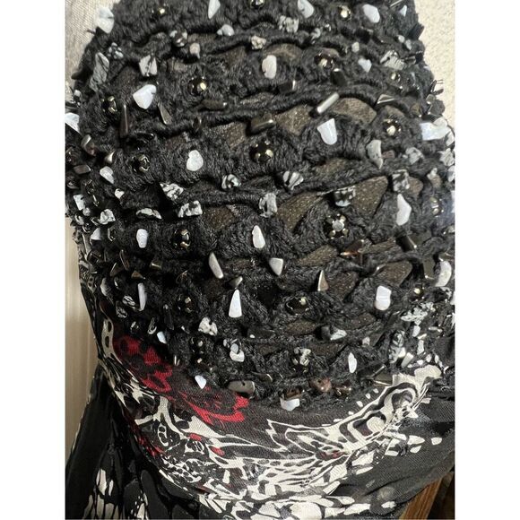 90's Y2K Nina Austin Beaded Velvet Burnout Sexy Maxi Prom Gown Formal Dress XS - Picture 3 of 7